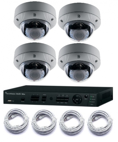 Truvision 4 Kanaals NVR digitale recorder met PoE en 4x 1,3MP bo